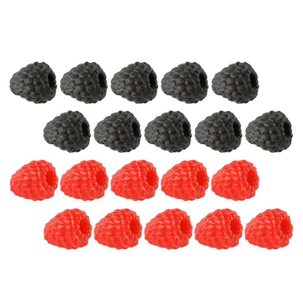 20 Pcs Realistic Fruits Simulation Raspberry Models Lifelike Props Plastic Photography