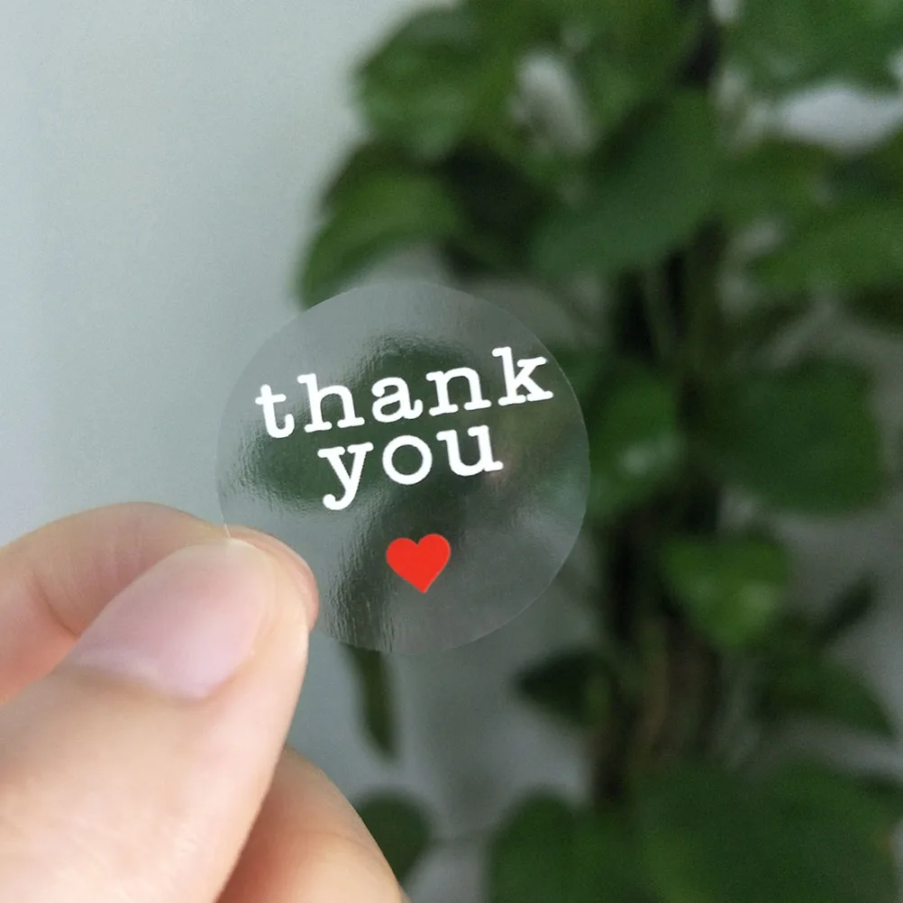 

2 Rolls Thank You Stickers Clear Round Decorate for Packaging Transparent Labels