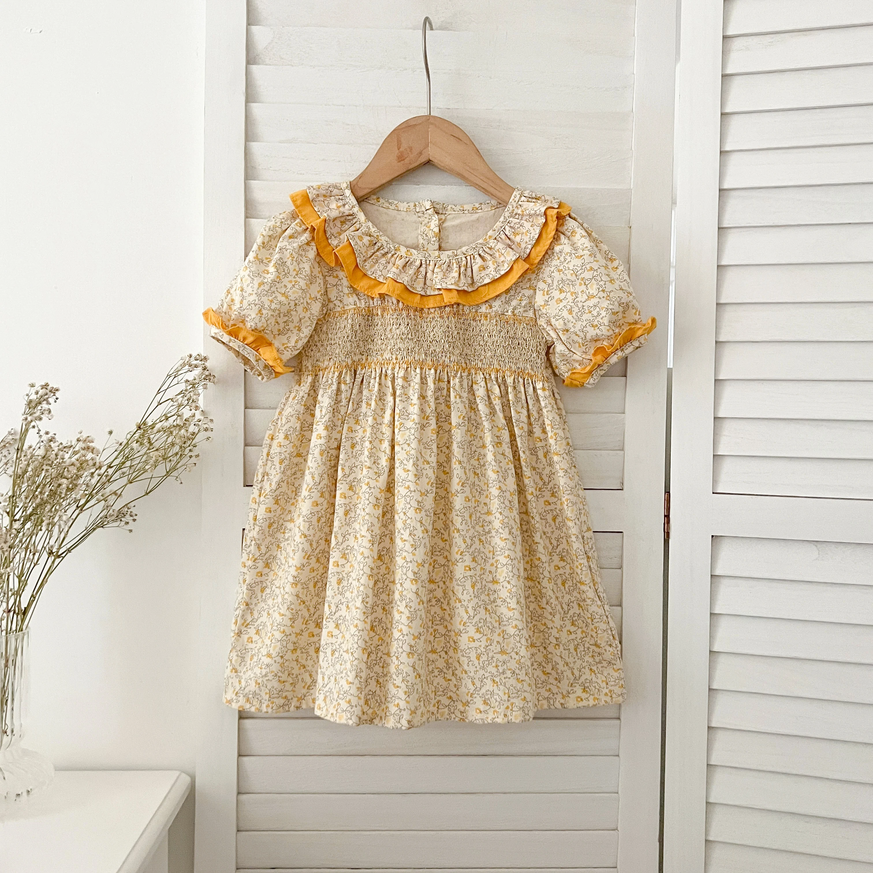 Sommer Baby Kleid Smocking Hand Stickerei Kleidung Kleinkind Mädchen Kleider Baumwolle Kinder Mädchen Puff Ärmel lässig weiches Mädchen Kleid ﻿ – Detail 16