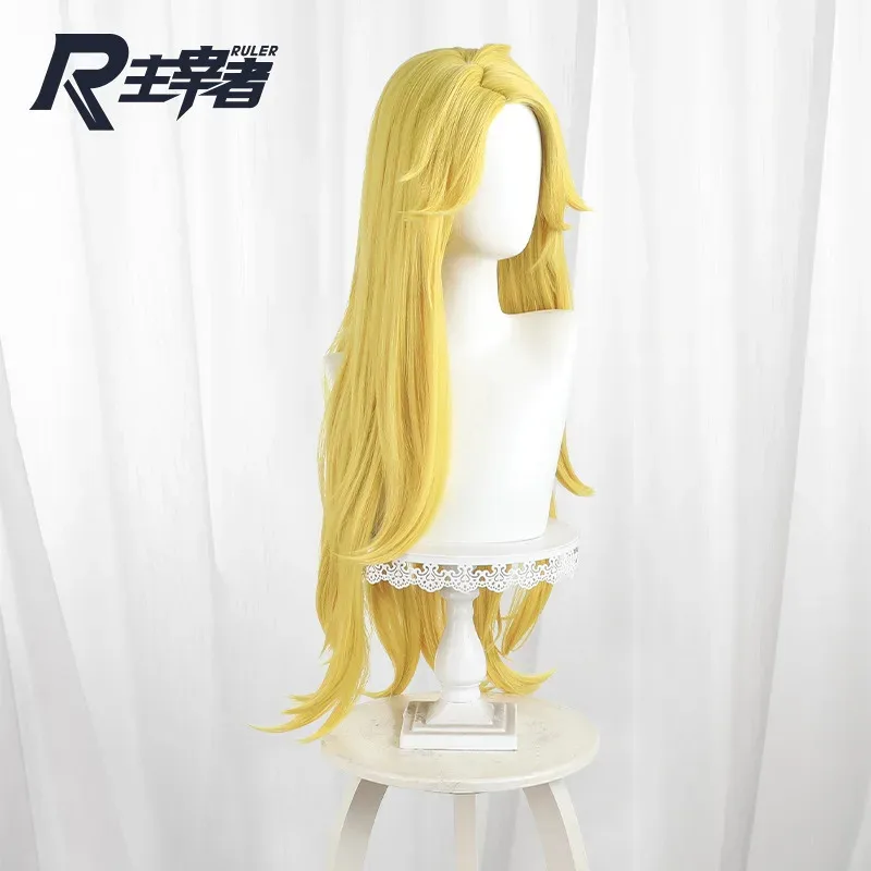 2025 aaa لعبة جديدة بحر اللصوص Ais تأثيري شعر أصفر طويل RS حفلة الهالوين لعب الأدوار شعر مستعار + غطاء مجاني