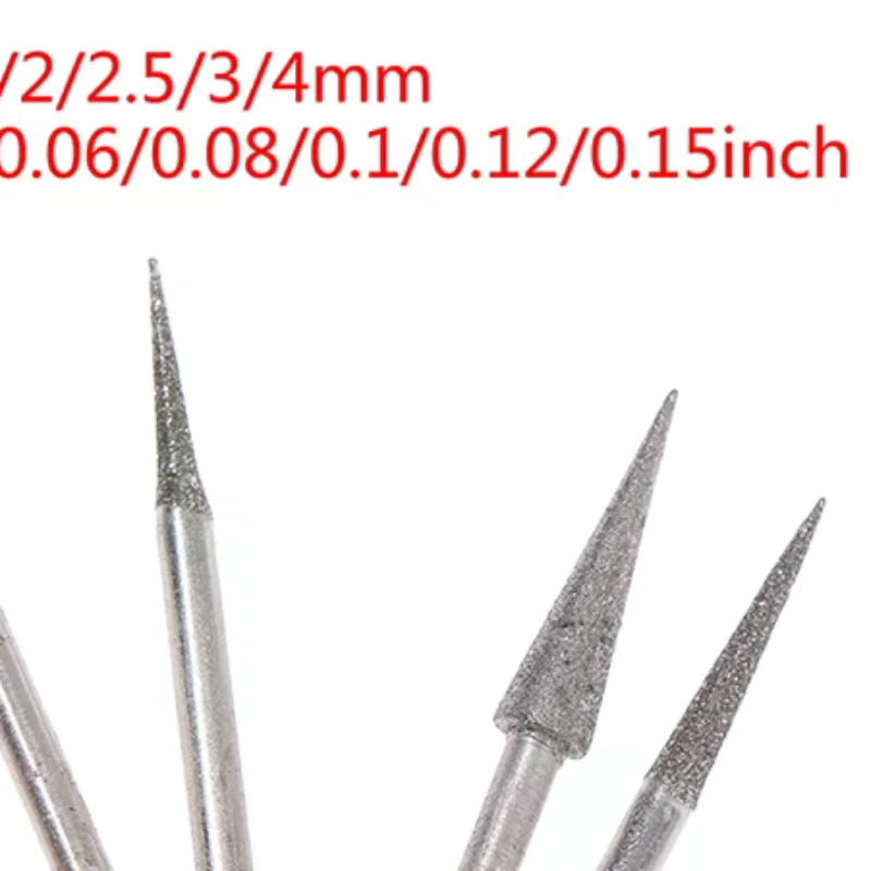6Pcs Diamond Coated Grinding Burr Needle Bits 1-4mm 2.35mm for Engraving Carving Polishing
