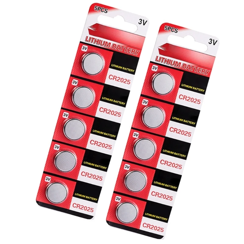 Pack Of 10pc/5pc CR2025 Coin Cell 3V Lithium Button Batteries Long Last Power