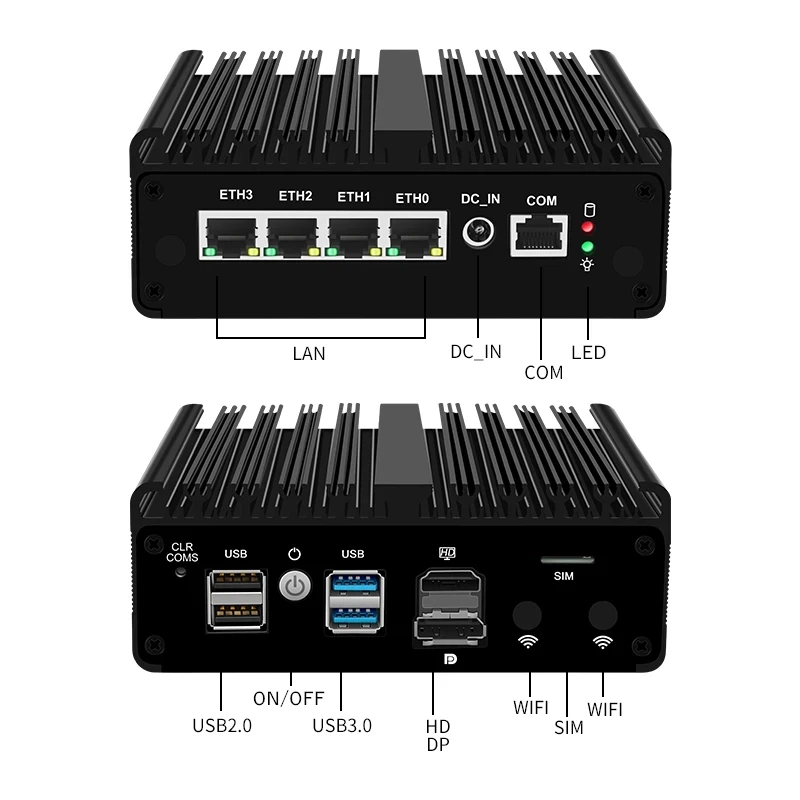 솔리드 마이크로 방화벽 기기 인텔 N100 팬리스 미니 PC, VPN 소프트 라우터, Proxmox pfSense OPNsense, 4x i226-V, 2.5G, N5105, J4125