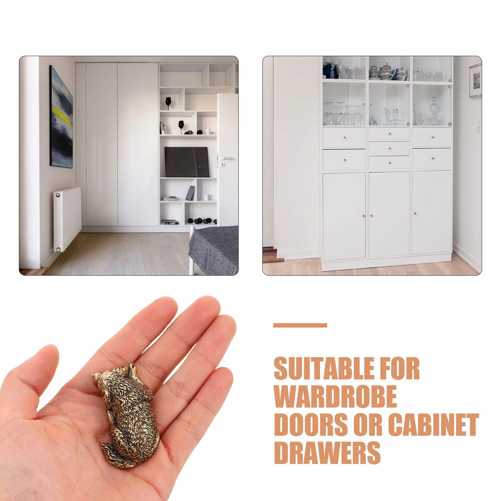 Brass Dog Cabinet Pull Animal Shape Dresser Drawer Handle Single Hole Cabinet Knob Hardware for Wardrobe Kitchen Cupboard