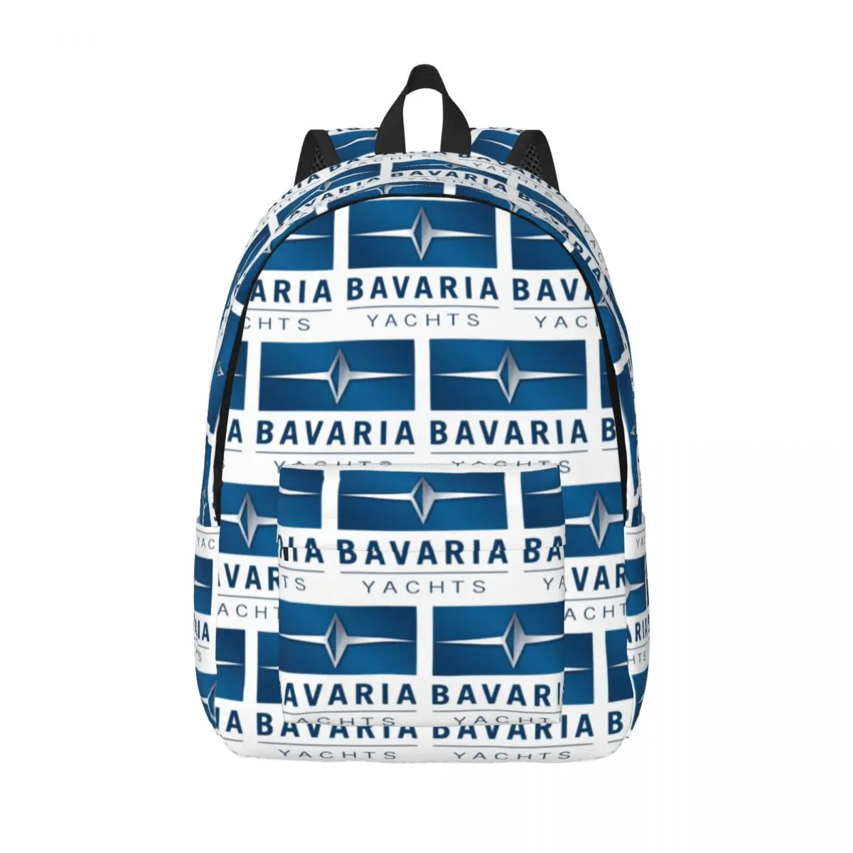 Bavaria Yachts Blue Silver Logo Student Backpack School Bag Hiking Travel Daypack for Men Women Fashion Bookbag Shoulder Bags