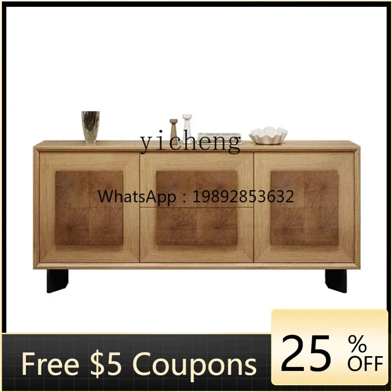 

zzz ZK Sideboard Cabinet Solid Wood Living Room Wind Belt Bucket Curio Cabinet Light Luxury Entrance Cabinet