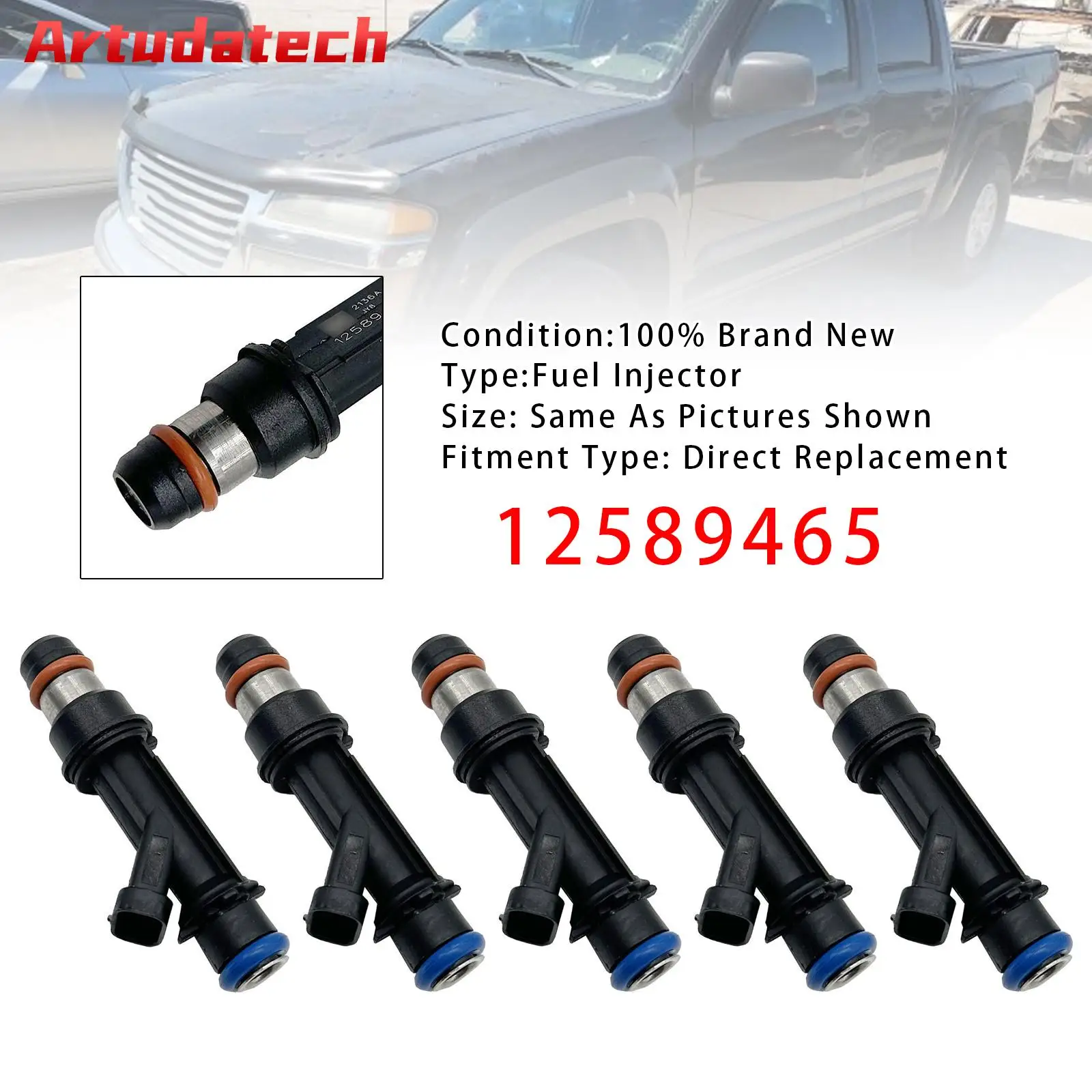 

Artudatech 5 шт. топливных форсунок для Chevrolet Colorado, Isuzu, GMC Canyon, Hummer H3 L5 12589465, автомобильные аксессуары