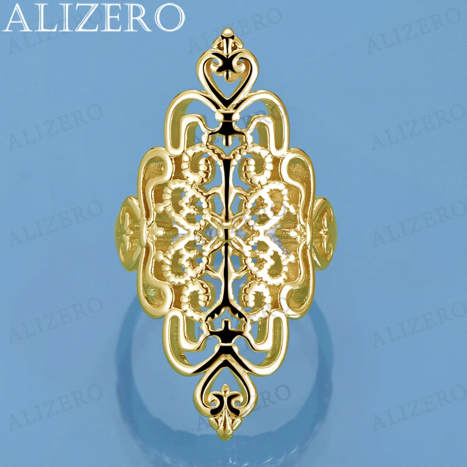 

ALIZERO 18K Gold Hollow Flower Rings For Women Fashion Wedding Banquet Fashion Party Gifts Jewelry Charms Accessories