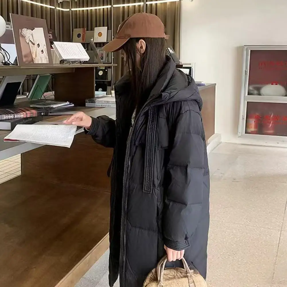 

Новинка 2025 года, зимняя хлопковая куртка, женское длинное пальто, корейское издание, свободные толстые модные куртки с капюшоном, женское теплое пальто