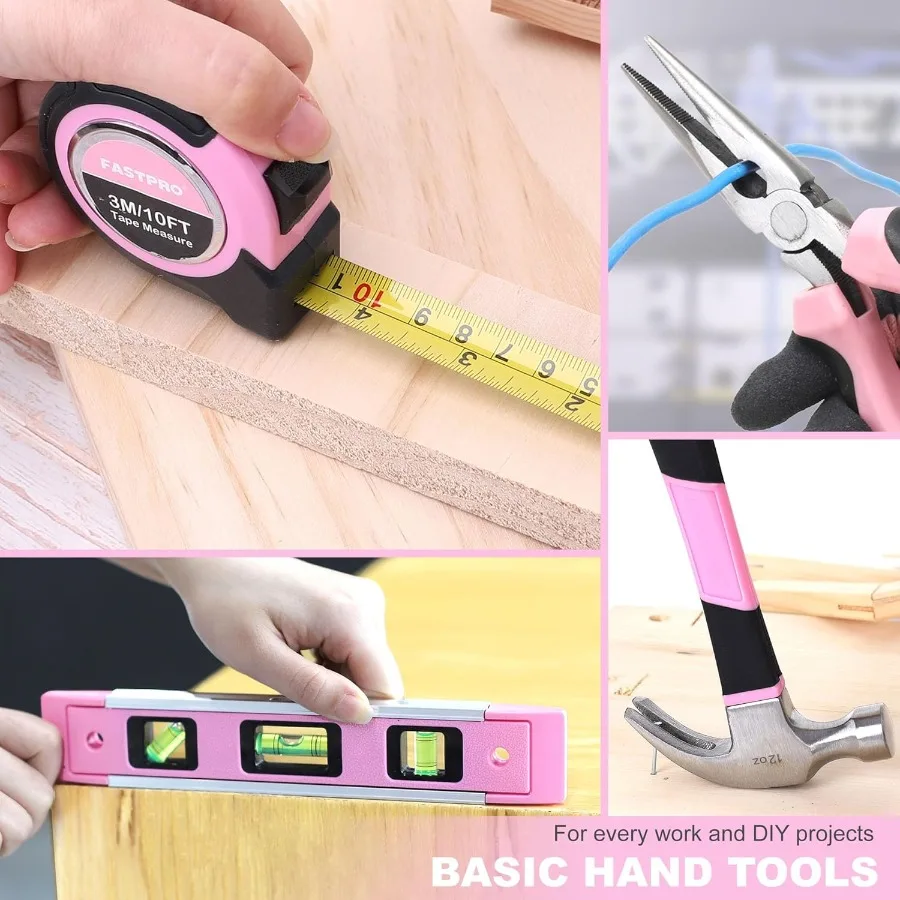 20V Cordless Lithium-ion Drill Driver and Tool Set in Pink Storage Case for Home Repairing with 177-Piece Accessories