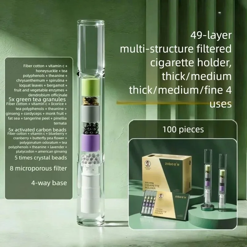 Zobo Genuine 49 Heavy Disposable Filter Cigarette Holder New Thick,Medium and Fine Three-use Filter Tar Smoking Cigarette Holder
