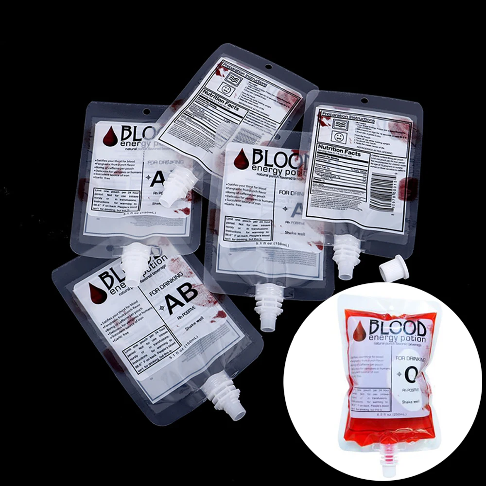 Halloween Blood Bags For Drinks,150ml Vampires Blood Container Bag,Horrors Party Blood Bag Supply,Pvc Fake Blood Bottle