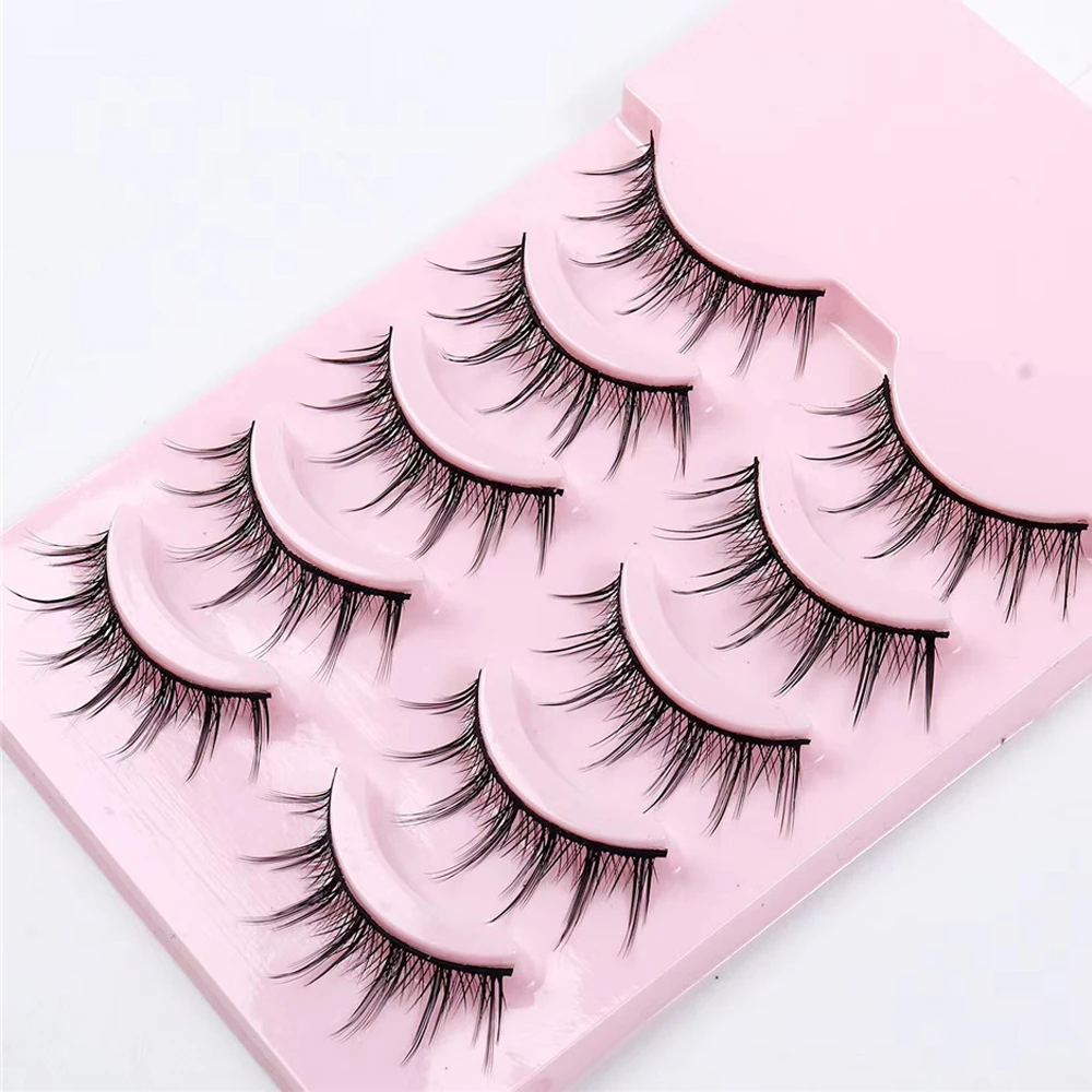 5Pairs/Box Little Devil False Eyelashes 3D Faux Mink Hair Eye Lashes Cross Long Thick Handmade Lash Extension Eye Makeup Tools