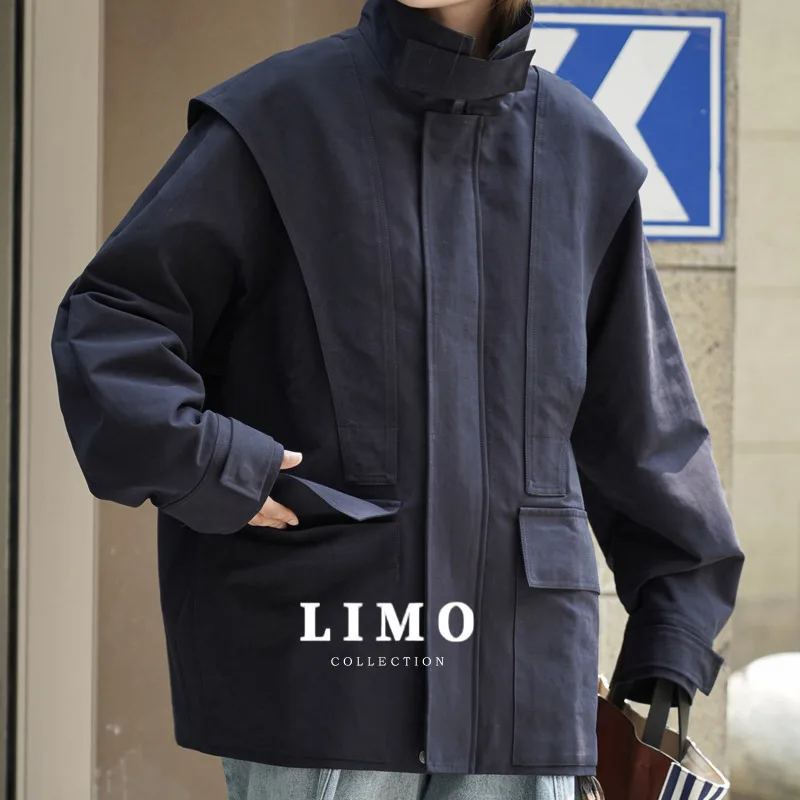 

LIMO осень зима новая мода элегантный пригородный короткий спецодежда плащ трехмерная свободная куртка