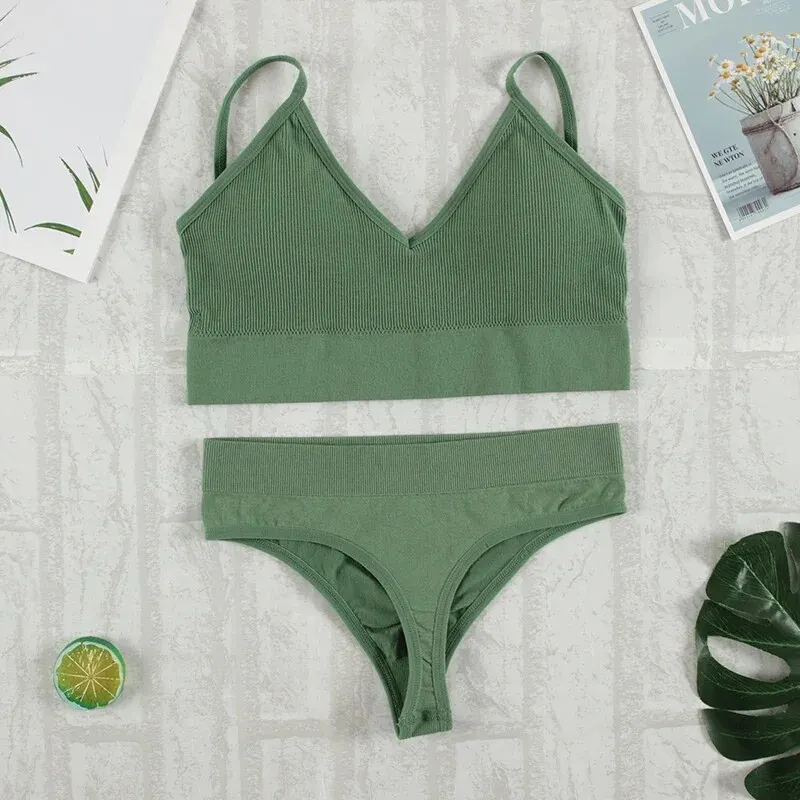 2Pcs Bra Set Underwear Set Women Panties Sexy G-String Seamless Bralette Female… - Image 4