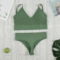 2Pcs Bra Set Underwear Set Women Panties Sexy G-String Seamless Bralette Female Lingerie Soft Tank Crop Top 4