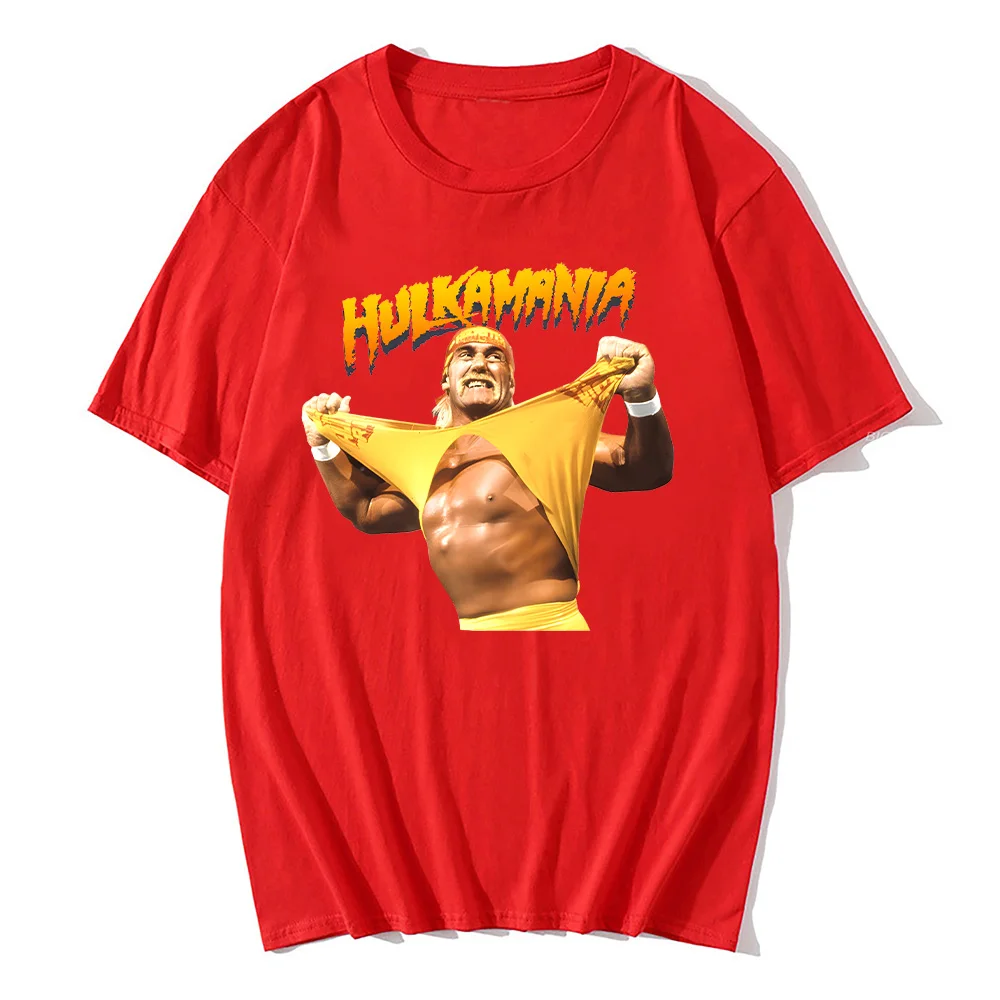 

Hulk Hogan Hulkamania Graphic T Shirts Men Women Short Sleeve Cotton Tees American Sports T-shirt Summer High Quality Streetwear
