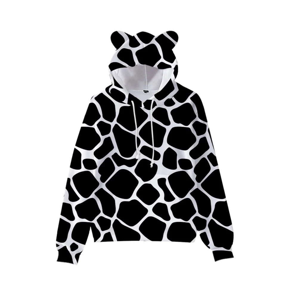 2 to 14 years kids hoodies Black White Cow print hoodie sweatshirt boys girls harajuku cartoon jacket coat teen clothes