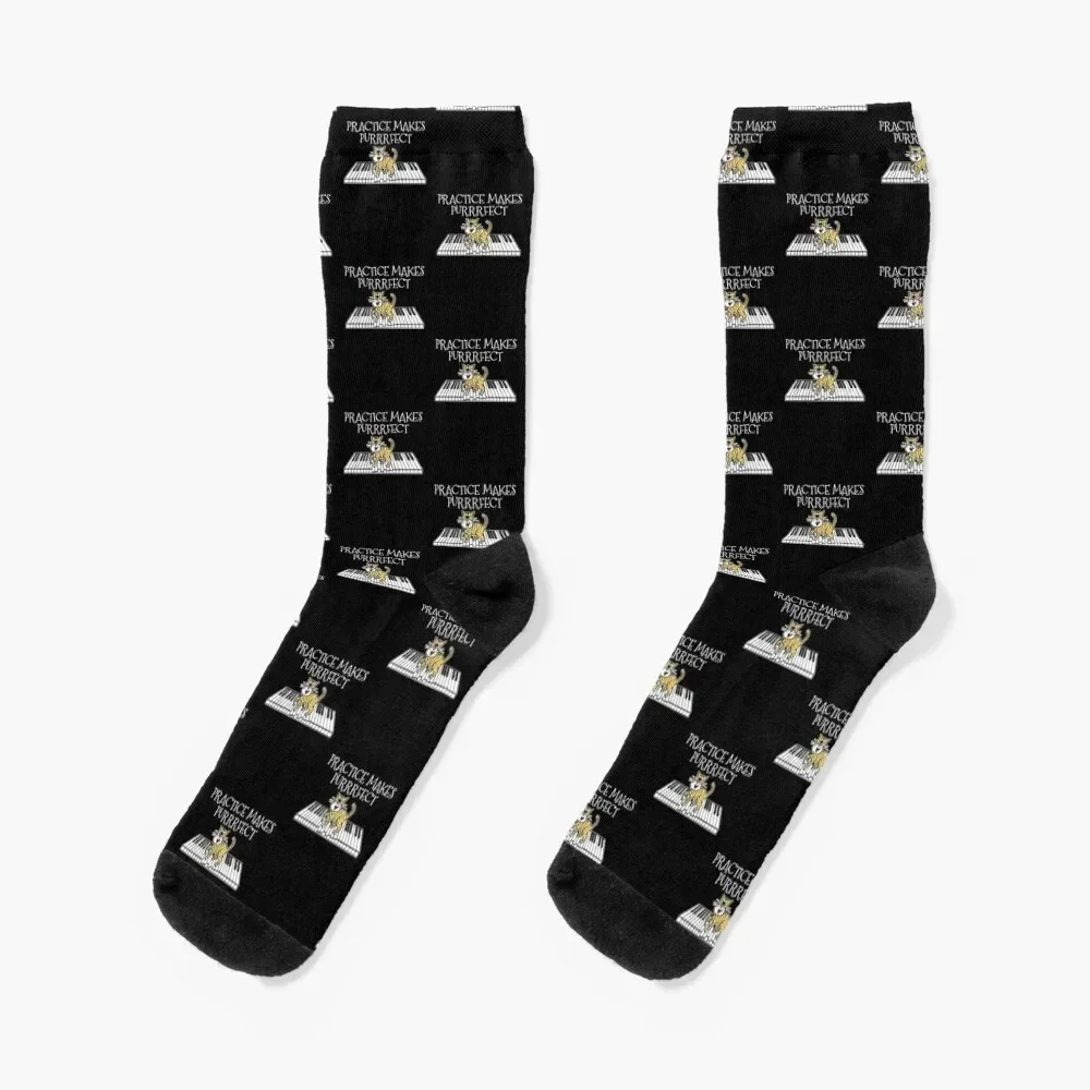 

Cat Piano Kitten Practice Makes Purrrfect Socks summer Stockings man Woman Socks Men's