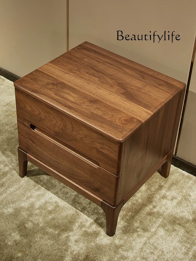 North America Black Walnut Solid Wood Bedside Cabinet Design Bedroom Bedside Cabinet Italian Minimalist Bedside Table