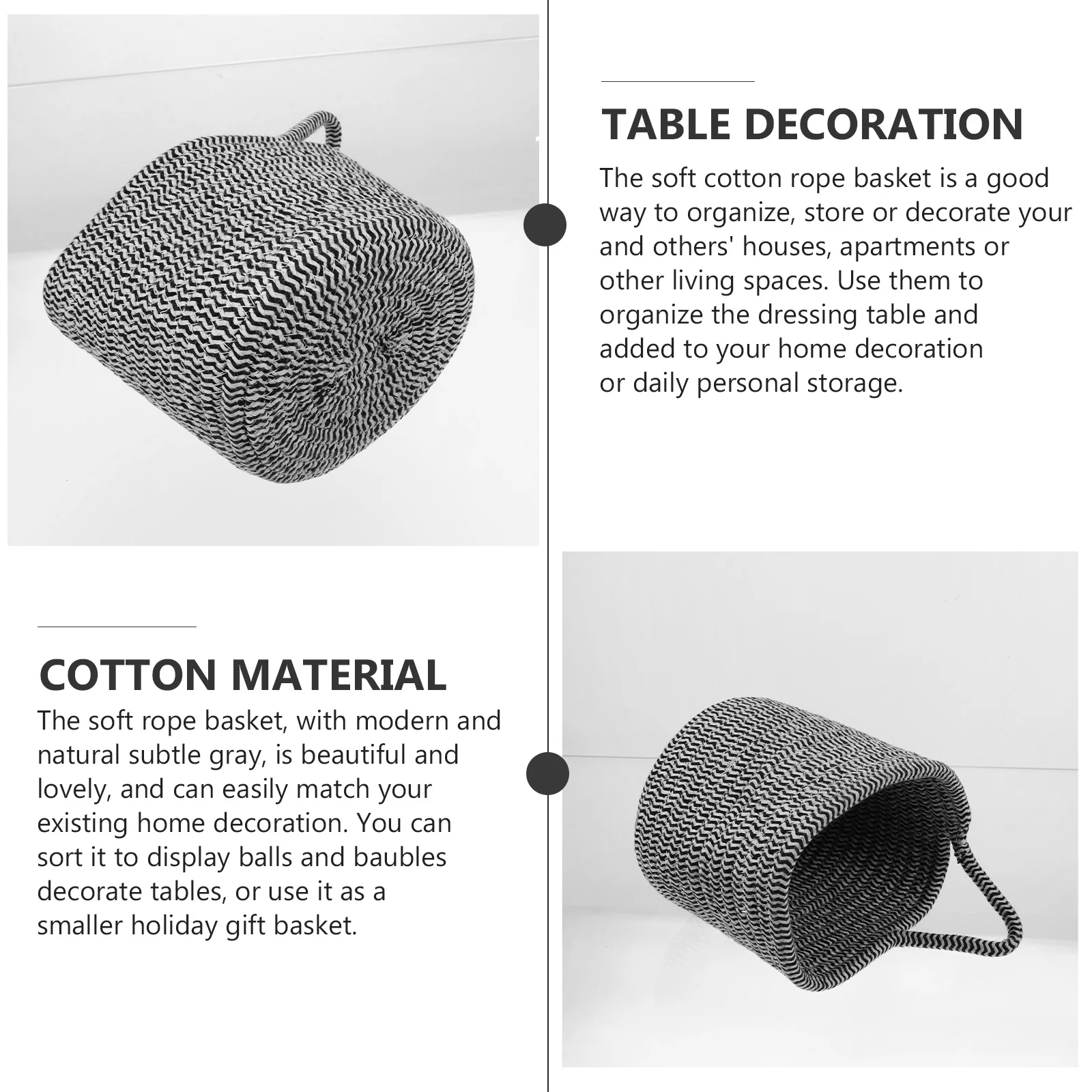 

1Pcs Cotton Woven Storage Basket Home Sundries Organizer Portable Table Desktop Storage Box Woven Basket Desk Organizer