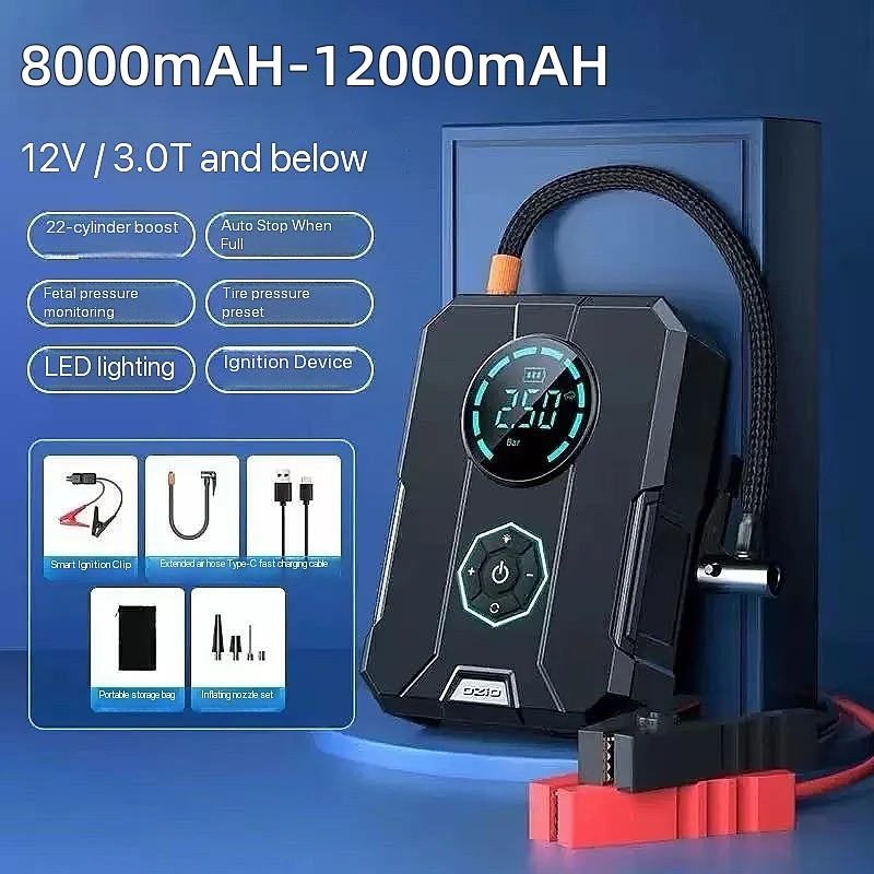 

Jump Starter Power Bank Portable Charger Air Pump Car Battery Starter Tyre Inflator Professional Car Starter Powerbank