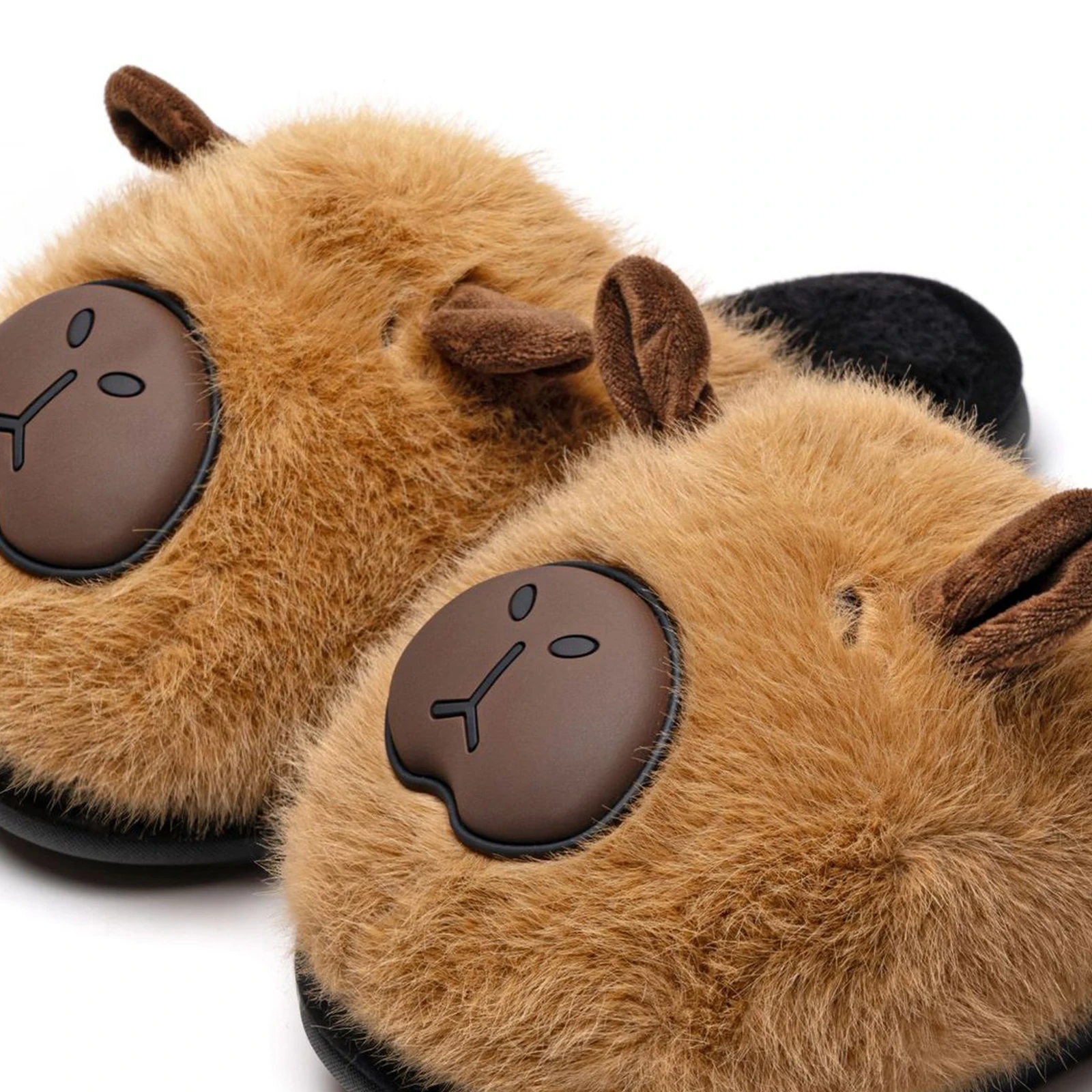 Sandal Rumah Kapibara Anti Selip Nyaman Berbulu Setengah Tertutup Lembut Bahan Plush Hadiah untuk Teman