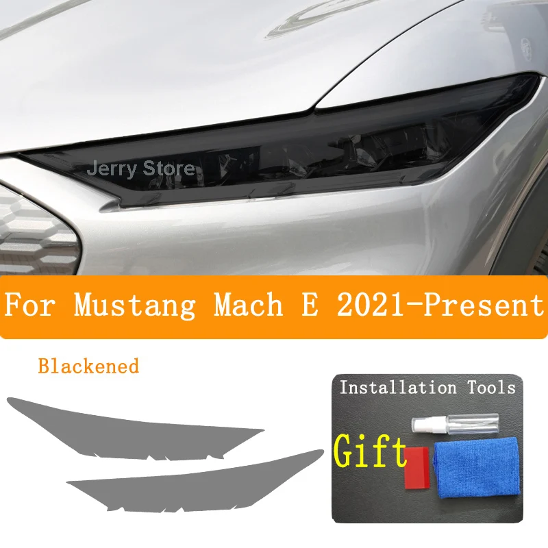 

For Mustang Mach E 2021-Present Headlight Protective Film Headlamp Smoked Black Tint Anti-Scratch Protective TPU Repair Sticker