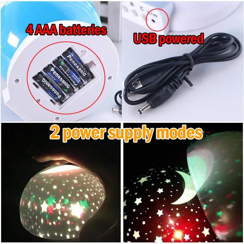 Galaxy Projector Starry Sky Rotating LED Night Light USB Battery Children Bedroom Star Night Lights Moon Light Kids Gift Lamp