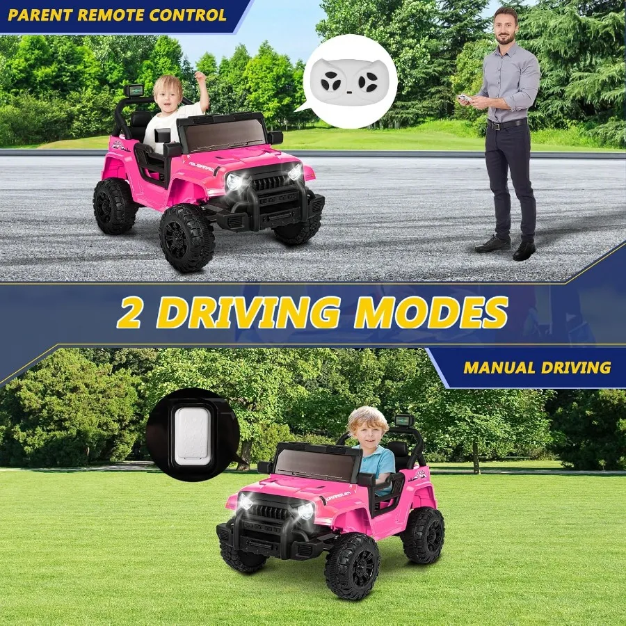 12V電動乗用車、親用リモコン付き、男の子と女の子向けのバッテリー駆動オフロード電動車両