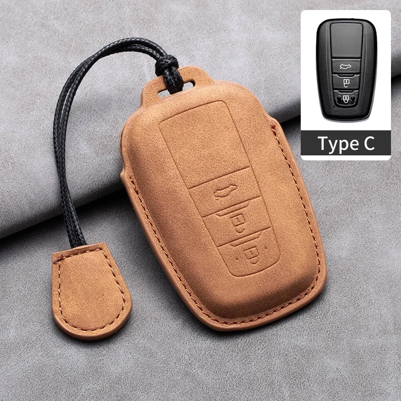 

Leather Car Remote Key Case Cover for Toyota Prius Camry Corolla CHR C-HR RAV4 Land Cruiser Prado Protector Key Fob Shell