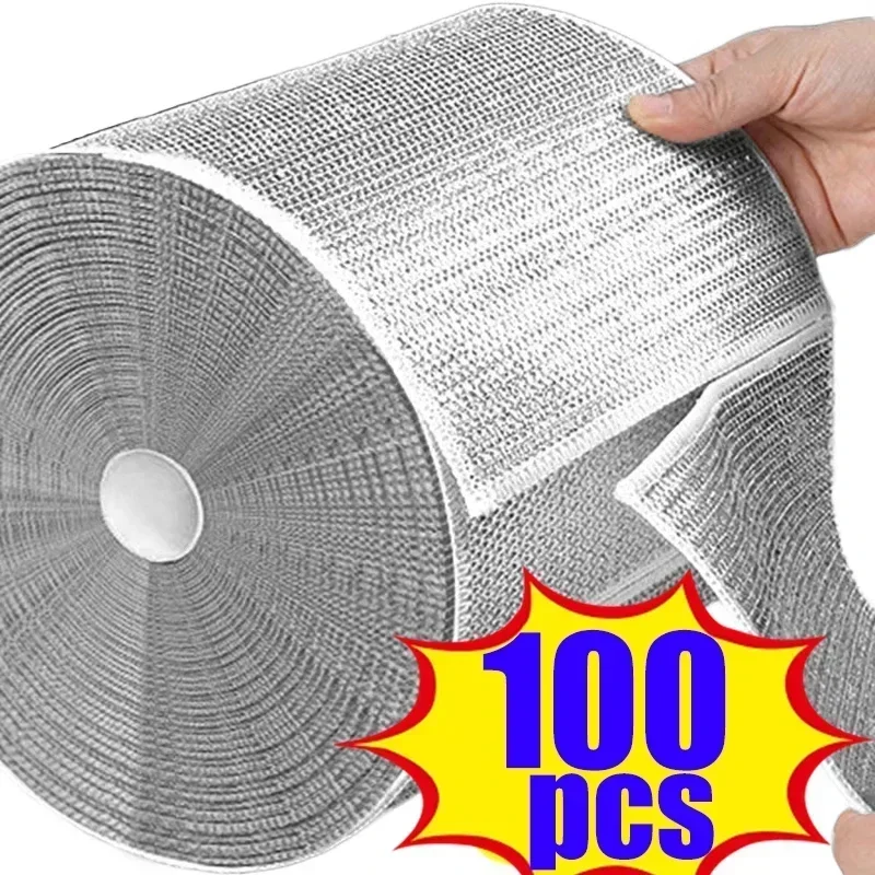 10-100 pçs fio de aço trapos pano casa cozinha pote pan lavar louça dupla face pano de limpeza panos purificador toalha atacado