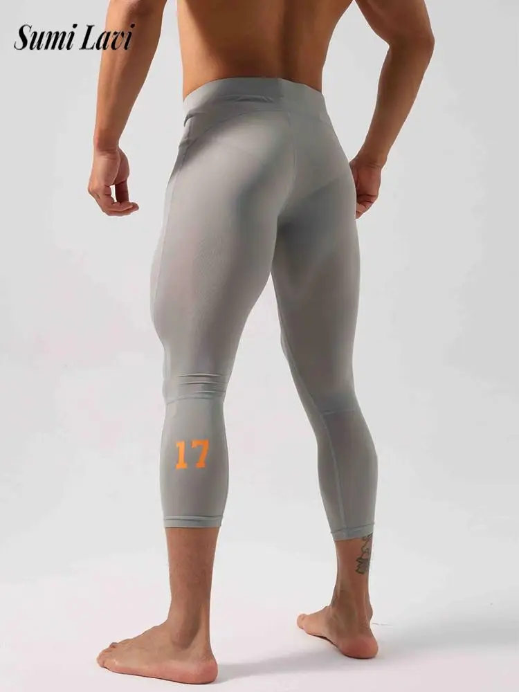 

Новые повседневные мужские укороченные брюки для бега, весна-лето, спортивные быстросохнущие дышащие тонкие эластичные шорты для мужчин, шорты для фитнеса