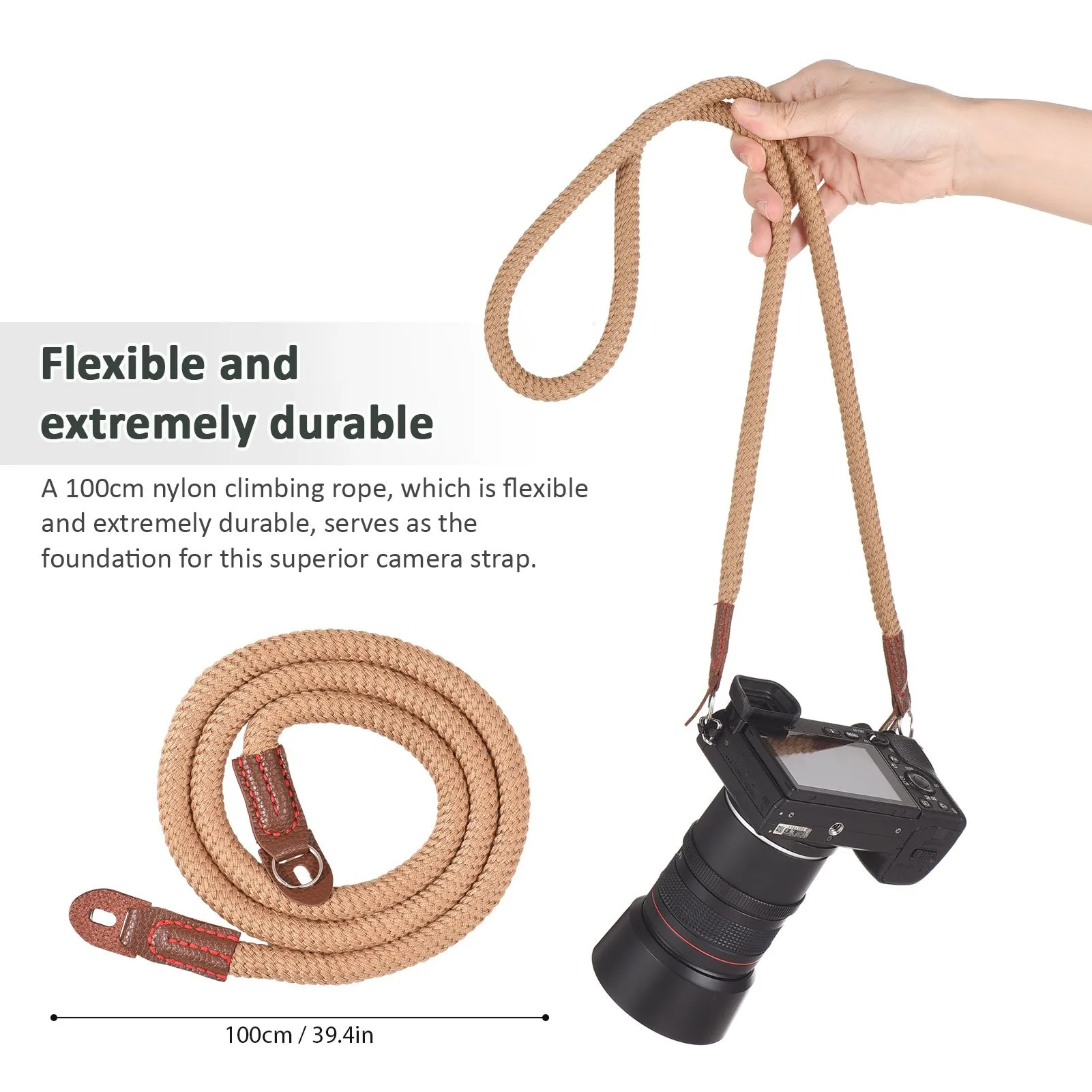 100cm Camera Strap Camera Neck Strap Vintage Shoulder Sling for SLR DSLR Digital Mirrorless Cameras