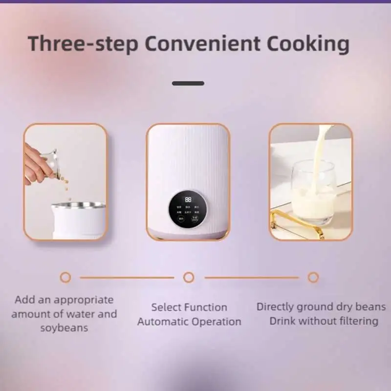 TINSOL 800 مللي صانع حليب الصويا متعدد الوظائف خلاط عالي السرعة عصارة كهربائية بدون فلتر صانع حليب الصويا 304 بطانة من الفولاذ المقاوم للصدأ
