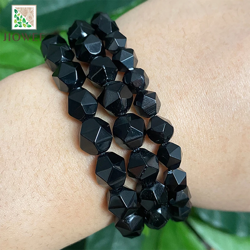 6/8/10mm Faceted Smooth Black Agates Onyx Spacers Loose Beads DIY Bracelet Accessories for Handmade Jewelry Making 14\