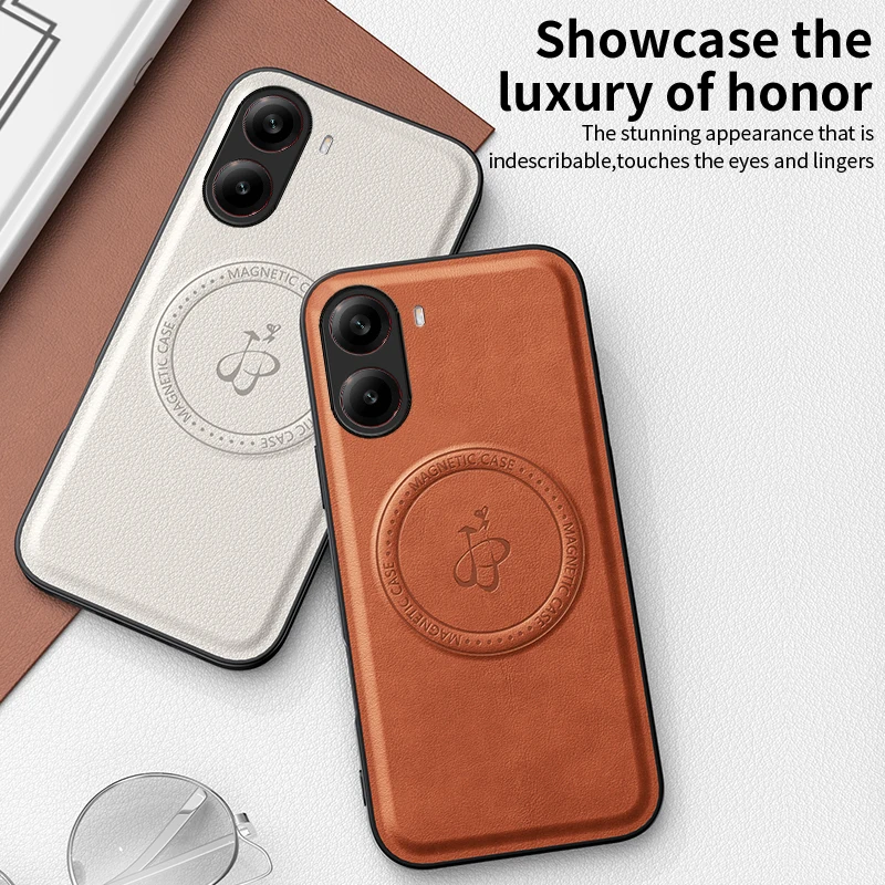 حافظة مغناطيسية للشحن اللاسلكي لهاتف Xiaomi Poco F7 5G غطاء حماية من جلد البولي يوريثان غلاف خلفي صلب Coque Funda