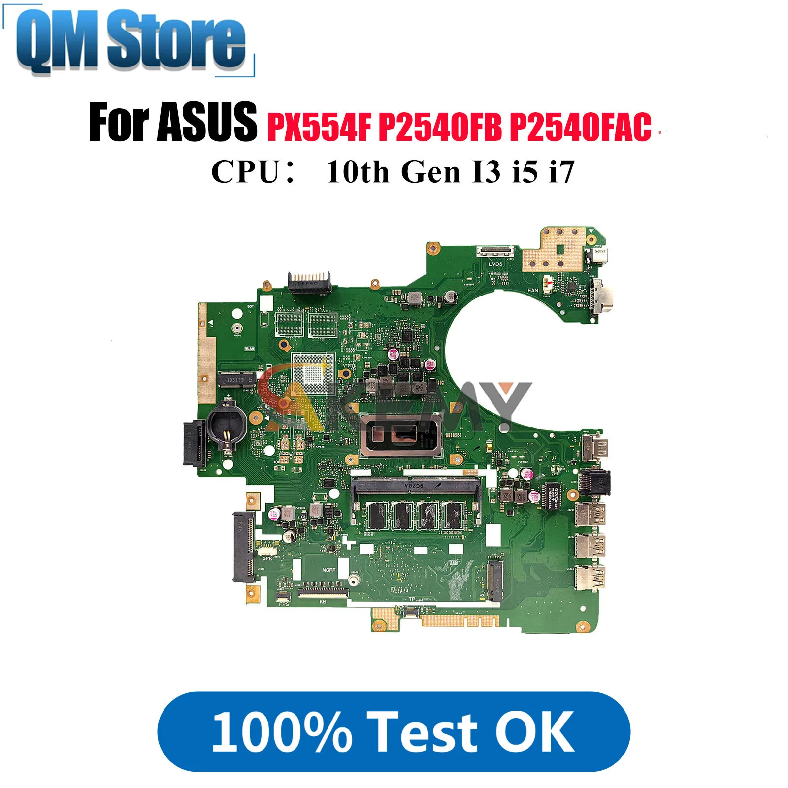 

P2540FA Laptop Motherboard For ASUS ProArt P2540F P2540FB P2540FAC P2540FA PX554F Mainboard With 10th Gen I3 i5 i7 tests OK stk