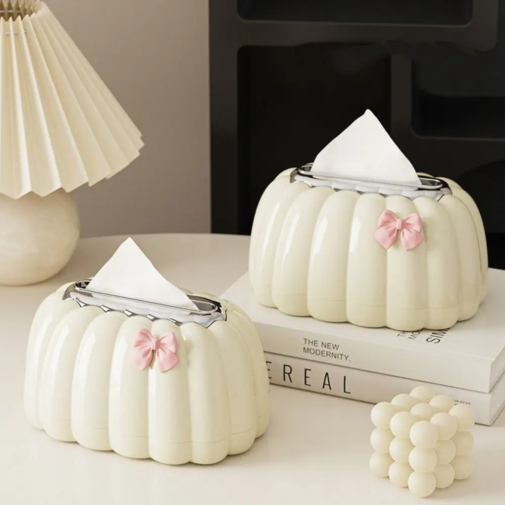 Light Luxury High-grade Tissue Box Spring Lifting Exquisite Pumping Paper Box Plastic Pumpkin Shaped Napkin Holder Living Room