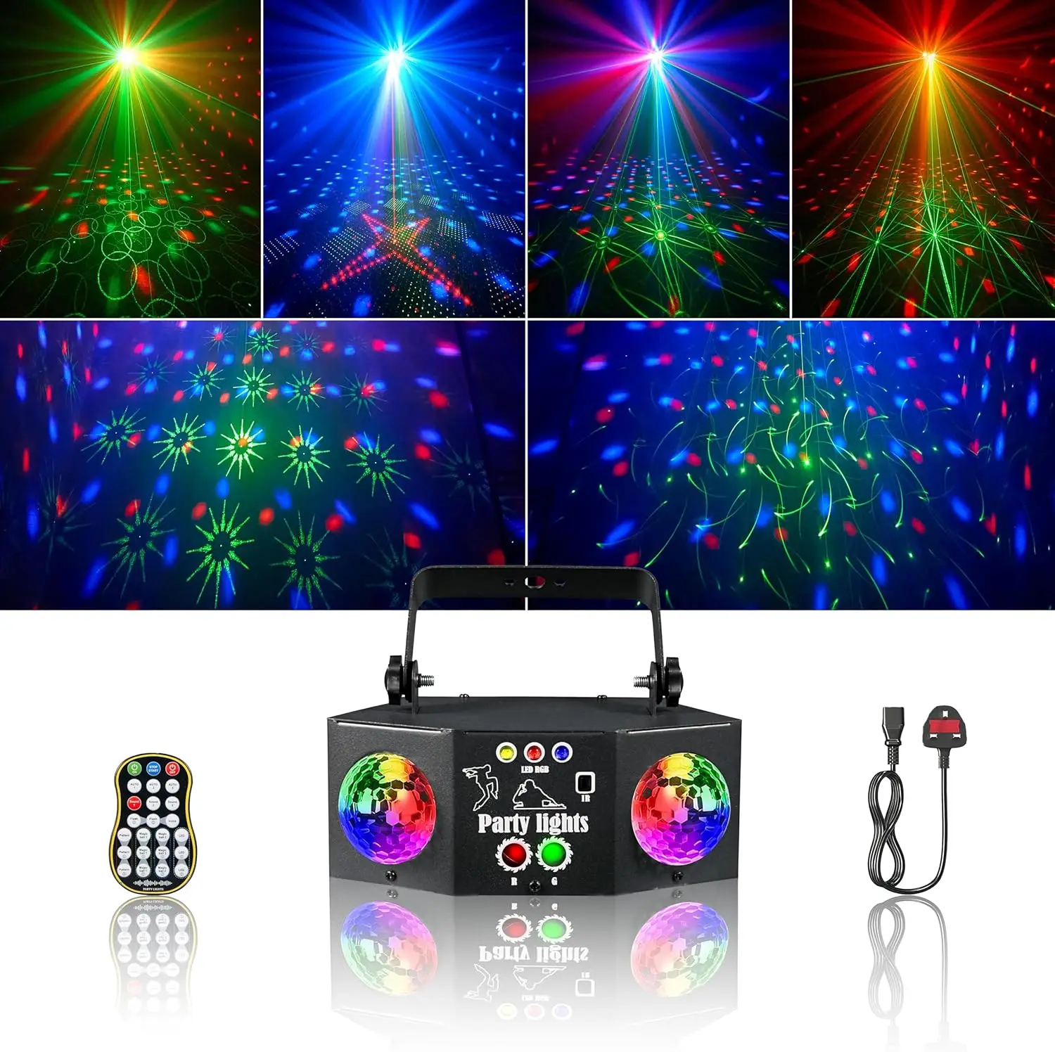 

Disco DJ Party Double Ball Light with DMX512 Sound Strobe Lighting for Birthday Rave Bar Karaoke KTV Christmas Wedding Show Club