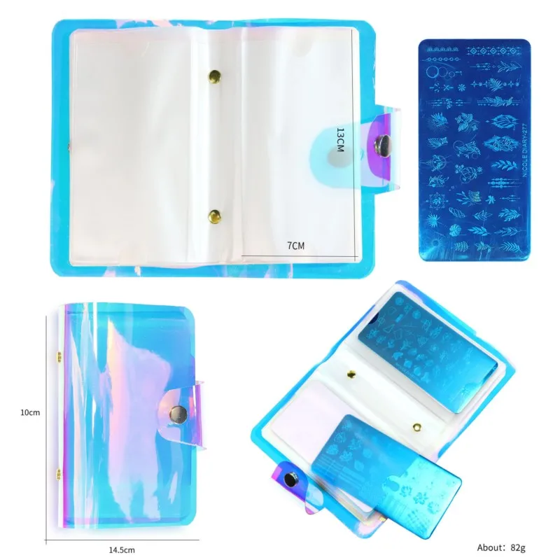 20 Slots PU Nail Stamping Steel Plate Holder Organizer 6*12CM Rectangular Nail Art Stamp Card Bag Stencil Album Storage Bags