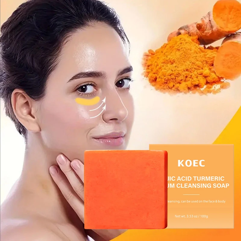 100g Turmeric Soap Bar Natural Brightening Cleansing Face Body Bath Soap Deep Hydrating Pore Purifying Daily Use Skin Care