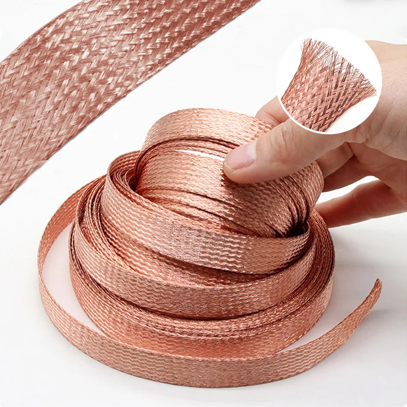 5meter Metal Braided Sleeving Width 2mm ~ 28mm Expandable Screening Signal Wire Cable Shielded Sheath Pure Copper Tinned Copper