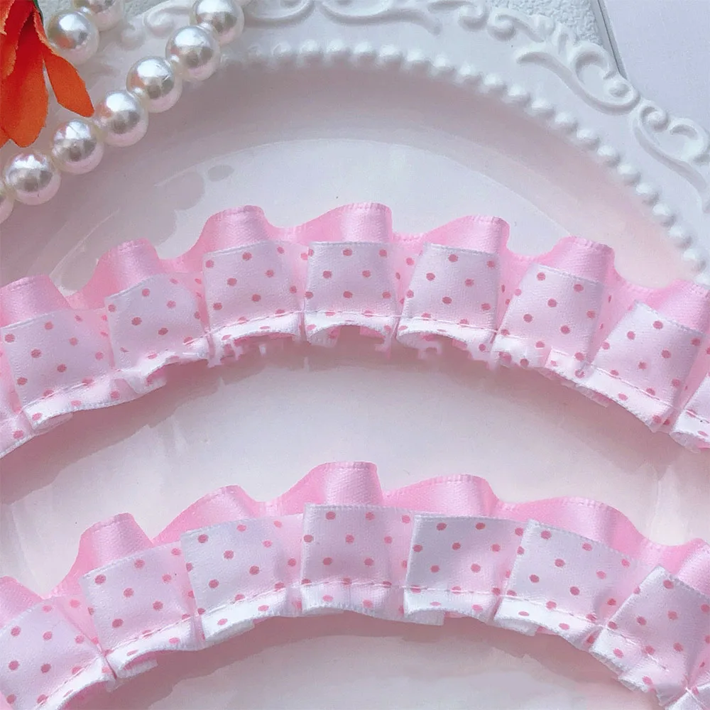 Geraffter Polka-Dot-Spitzenbesatz für Puppenkleidung, individuelle Haaraccessoires, Damenblusenverzierung, Socken, Tischdecke, Geldbörse – Detail 6