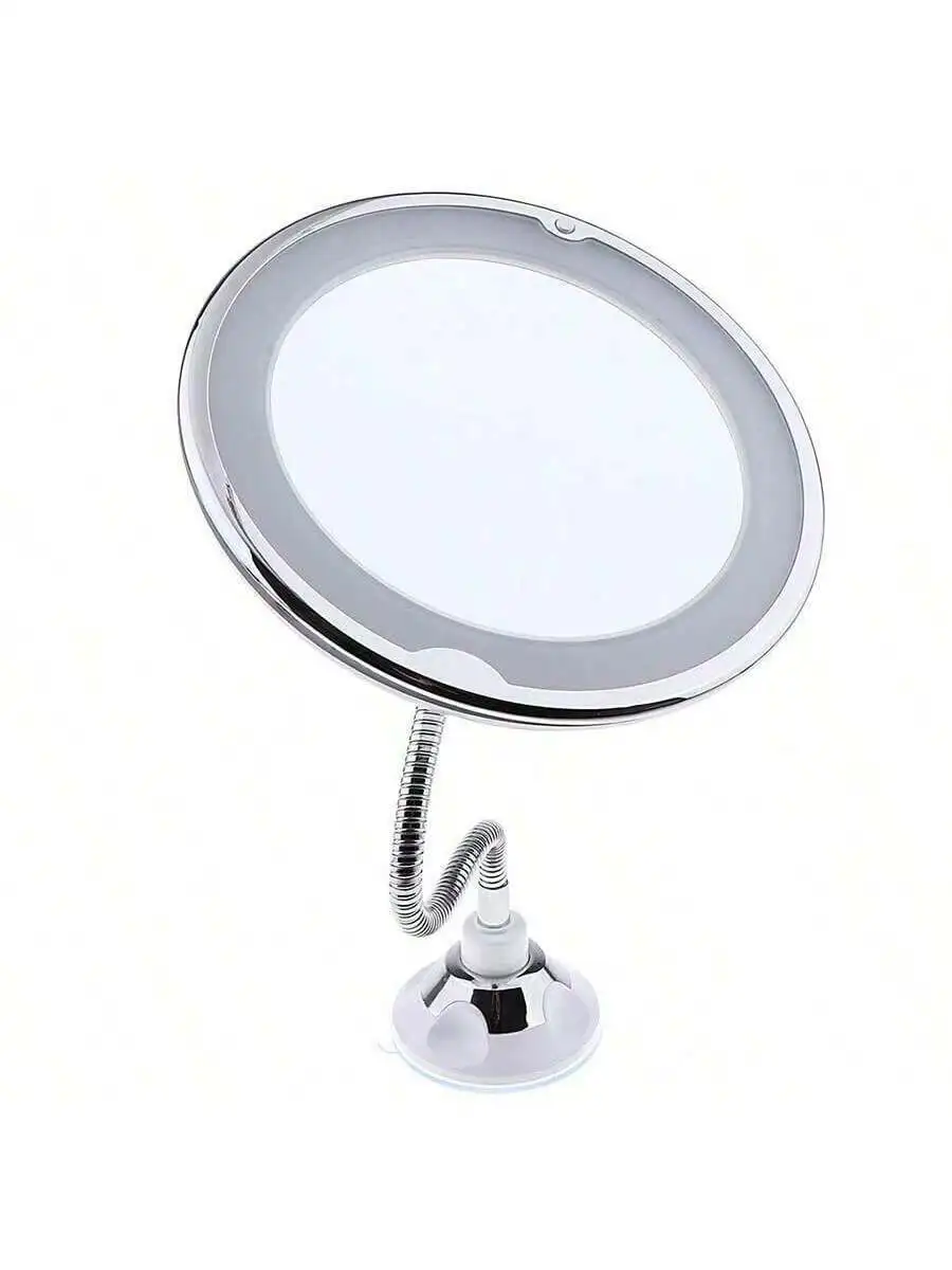 Flexible 10x Magnifying Makeup Mirror With LED Lighting,  Suction Cup With Daylight And  Degree Rotation Feature, Portable For  