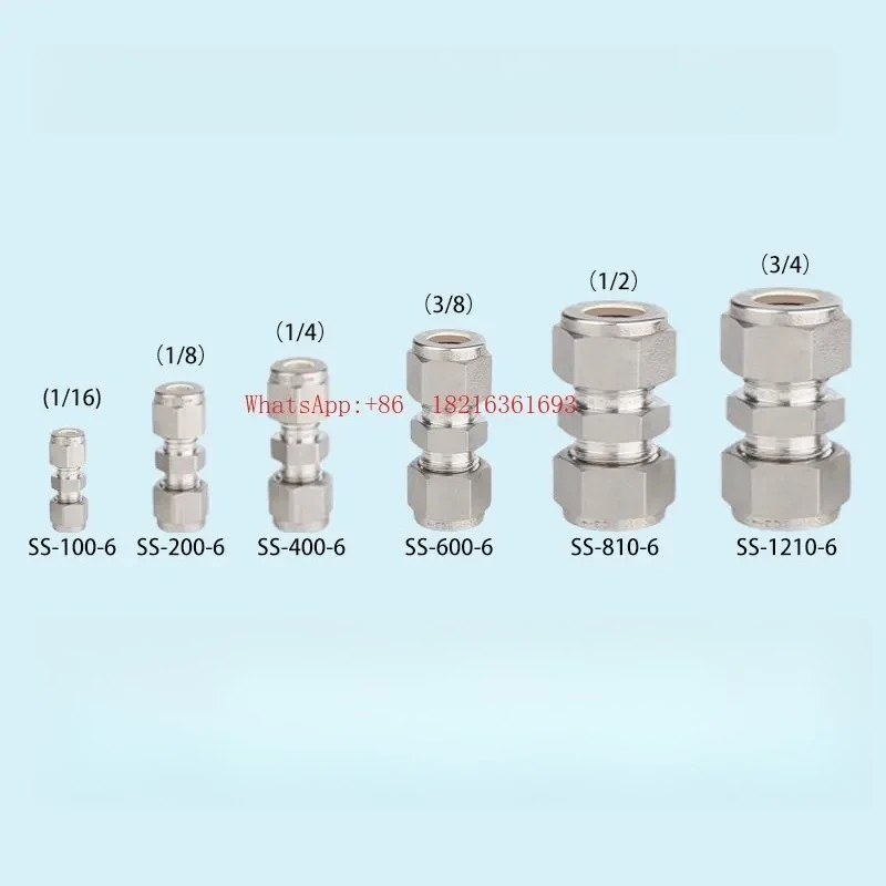 Stainless Steel Ferrule Straight-through Connector Gas Circuit Joint Accessories 316L