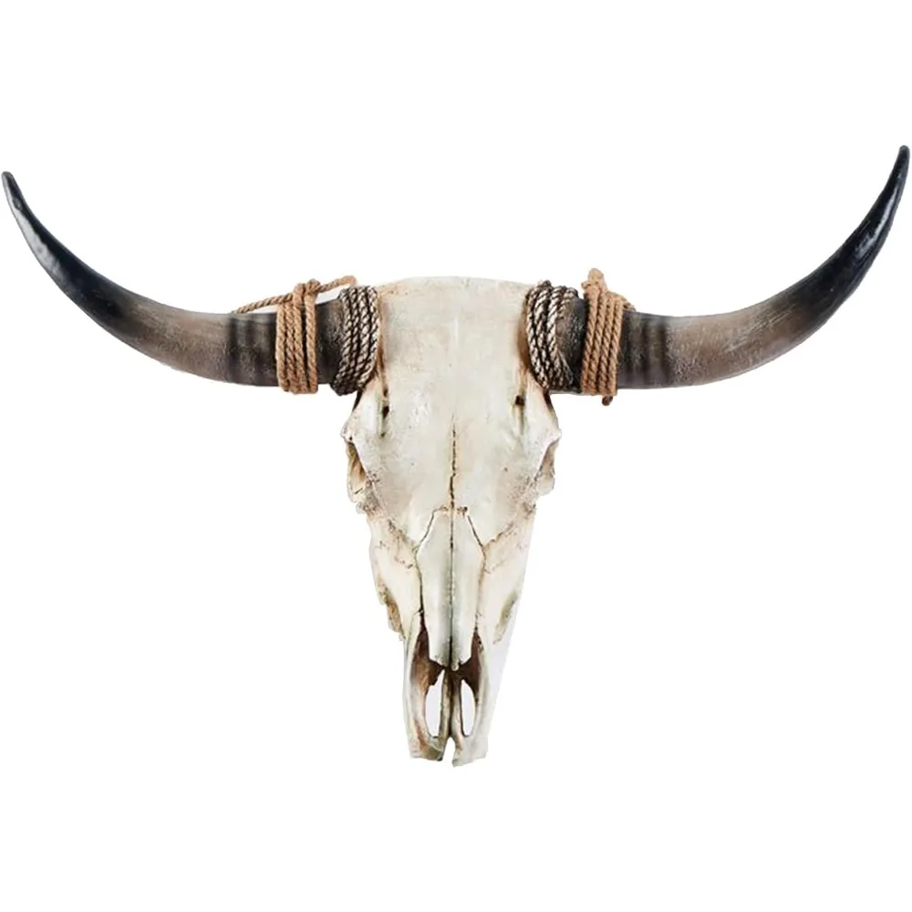 Cow Skull Wall Decor,Faux Longhorn Skull Faux Taxidermy Head Wall Decor Handmade Simulation Large Bull's Head Farmhouse Decor