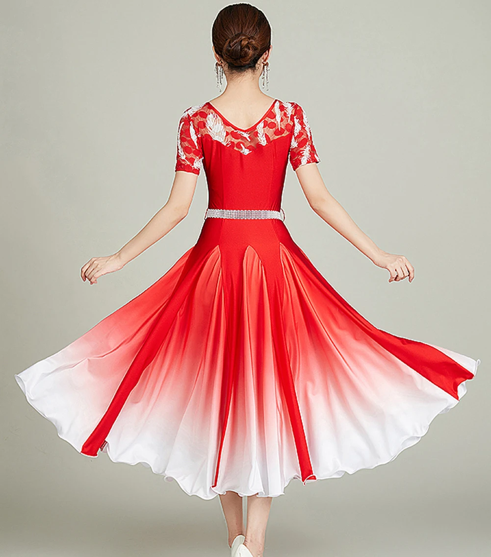 Waltz Ballroom Competition Dress Standard Dance Performance Flamenco Costumes Women Gradient High End Evening Party Gown