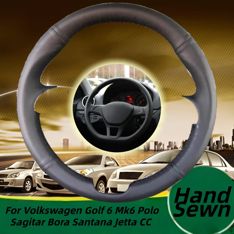 

Hand-Sewn Microfiber Leather Car Steering Wheel Cover For Volkswagen Golf 6 Mk6 Polo Sagitar Bora Santana Jetta CC Accessories