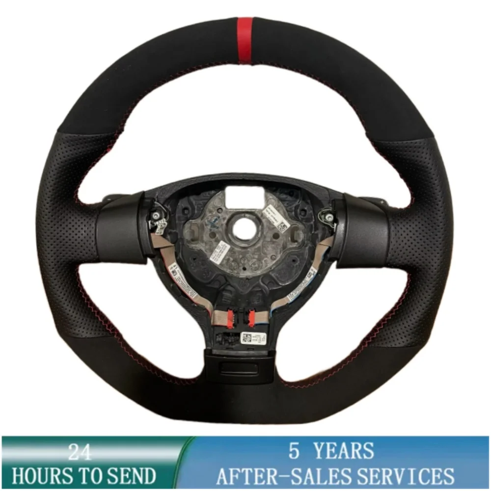 Customization Hand Sew Car Steering Wheel Cover Black Suede For Volkswagen Golf 5 Mk5 GTI VW Golf 5 R32 Passat R GT 2005